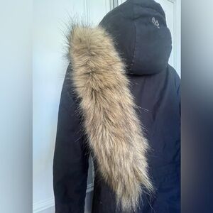 TNA Black Parka with Detachable Faux Fur Trim